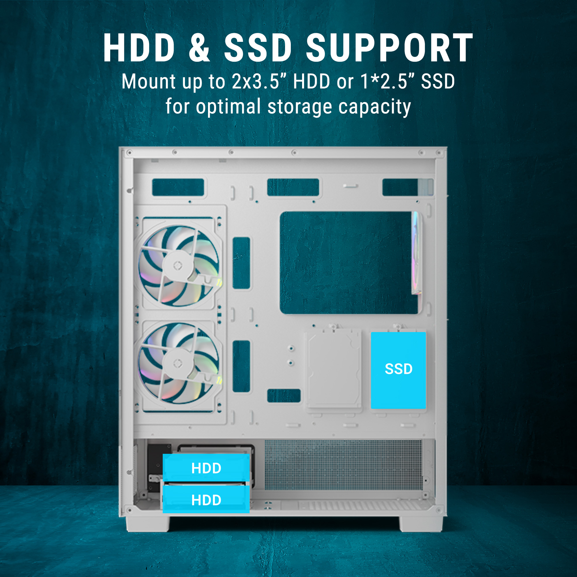 Ant Esports Gaming Cabinet Crystal X3 LCD (White)