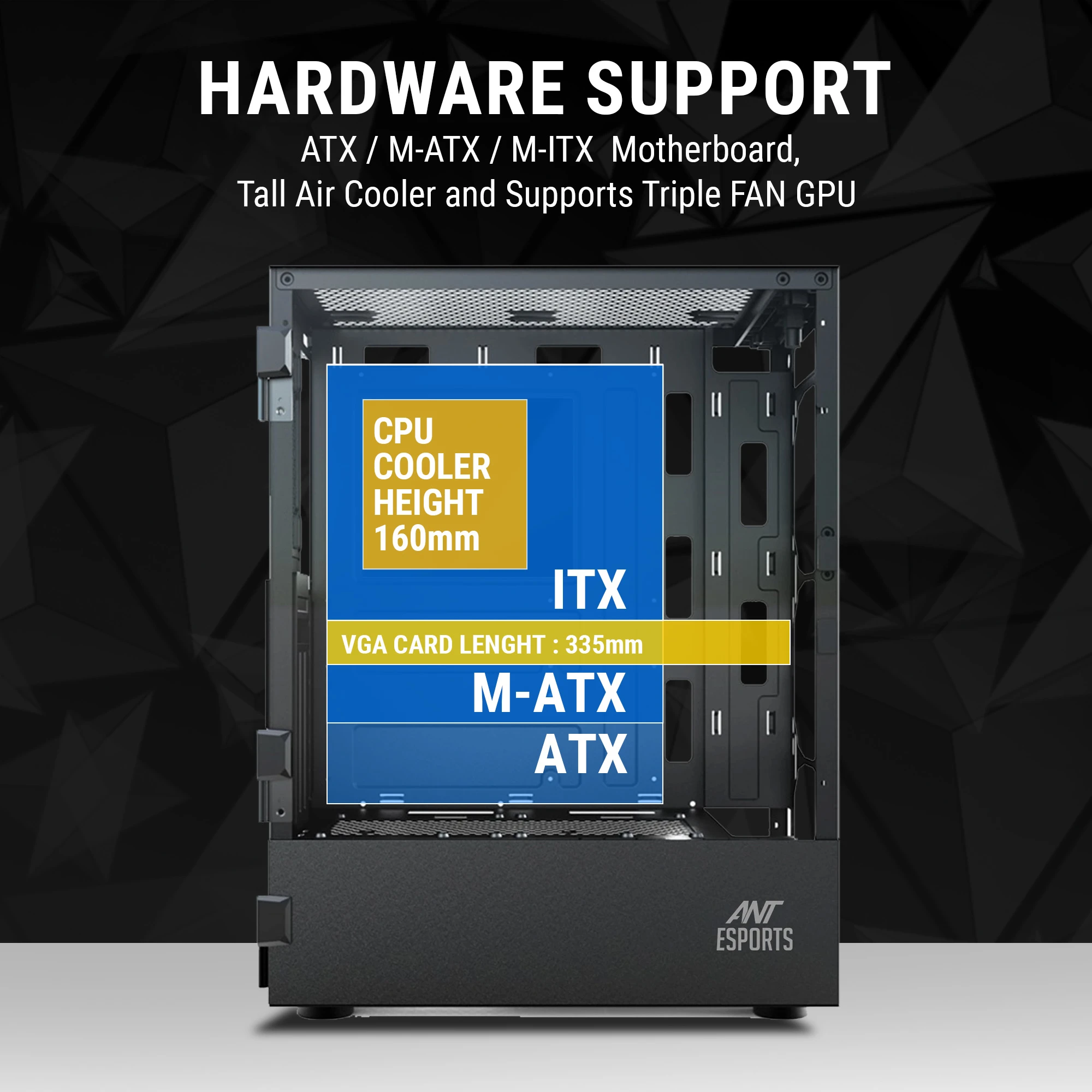 Ant Esports Elite 1200 Mid-Tower ARGB ATX Gaming Cabinet – Black