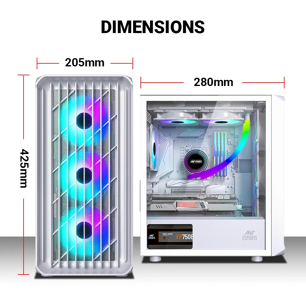 Ant Esports Gaming Cabinet 205 Mini 6F White