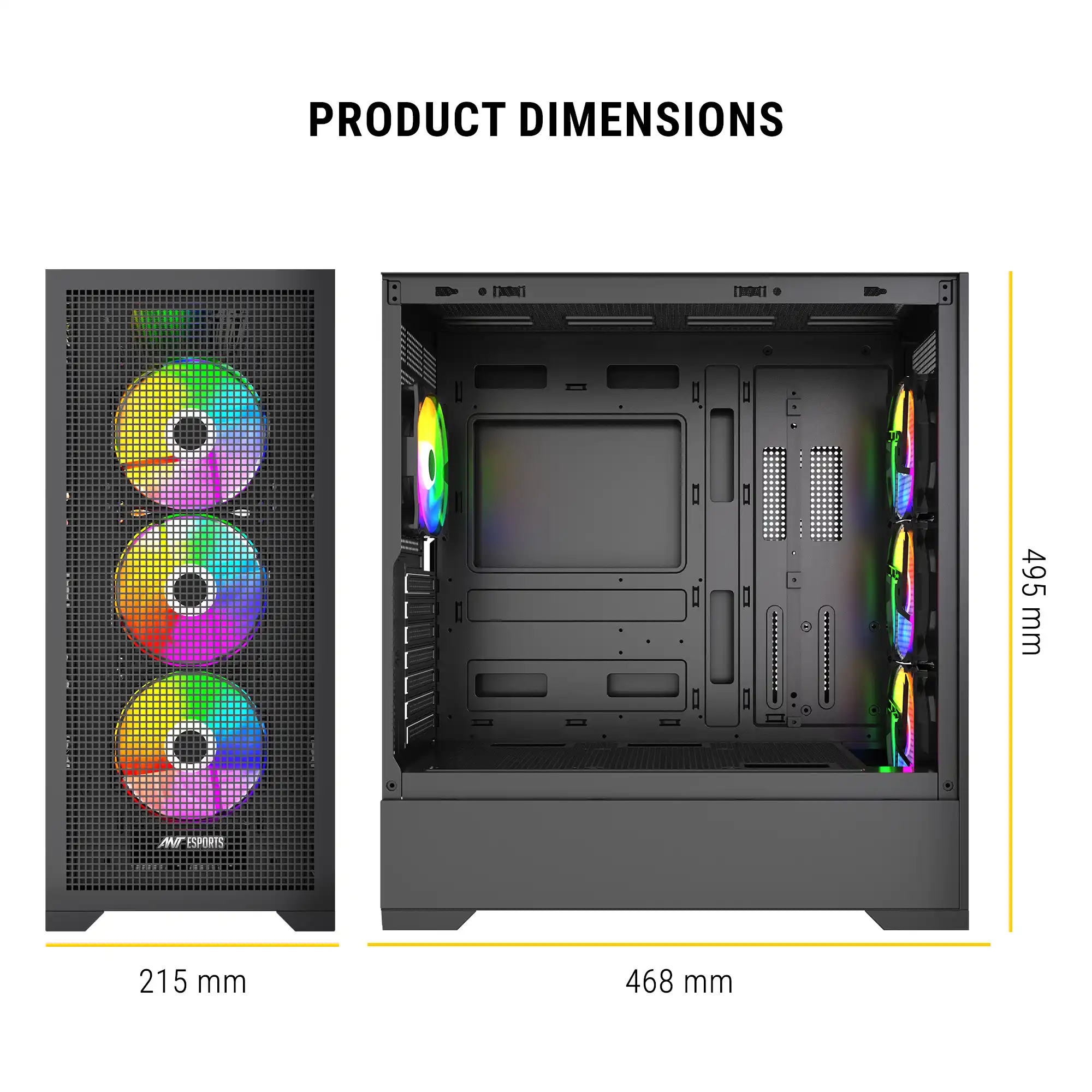Ant Esports EVO 360 Black Mid Tower Cabinet (ATX/M-ATX/M-ITX)