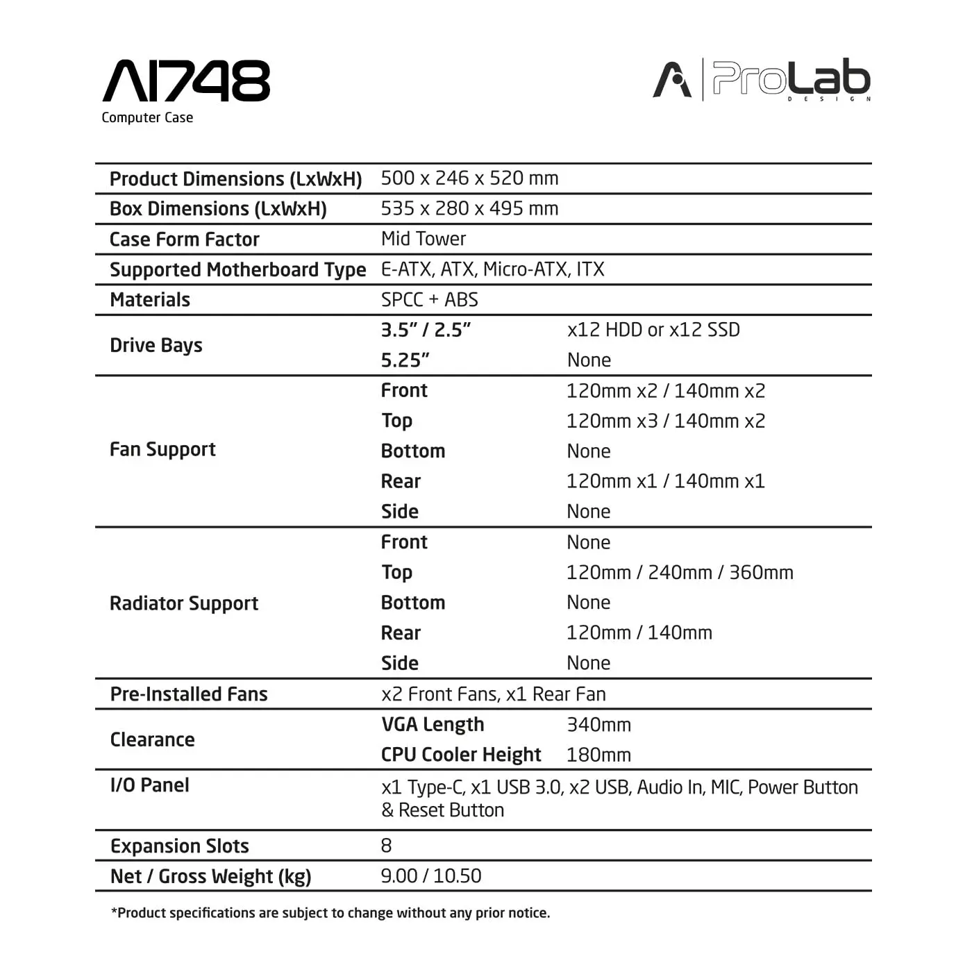 ProLab Design AI748 Workstation Server Cabinet
