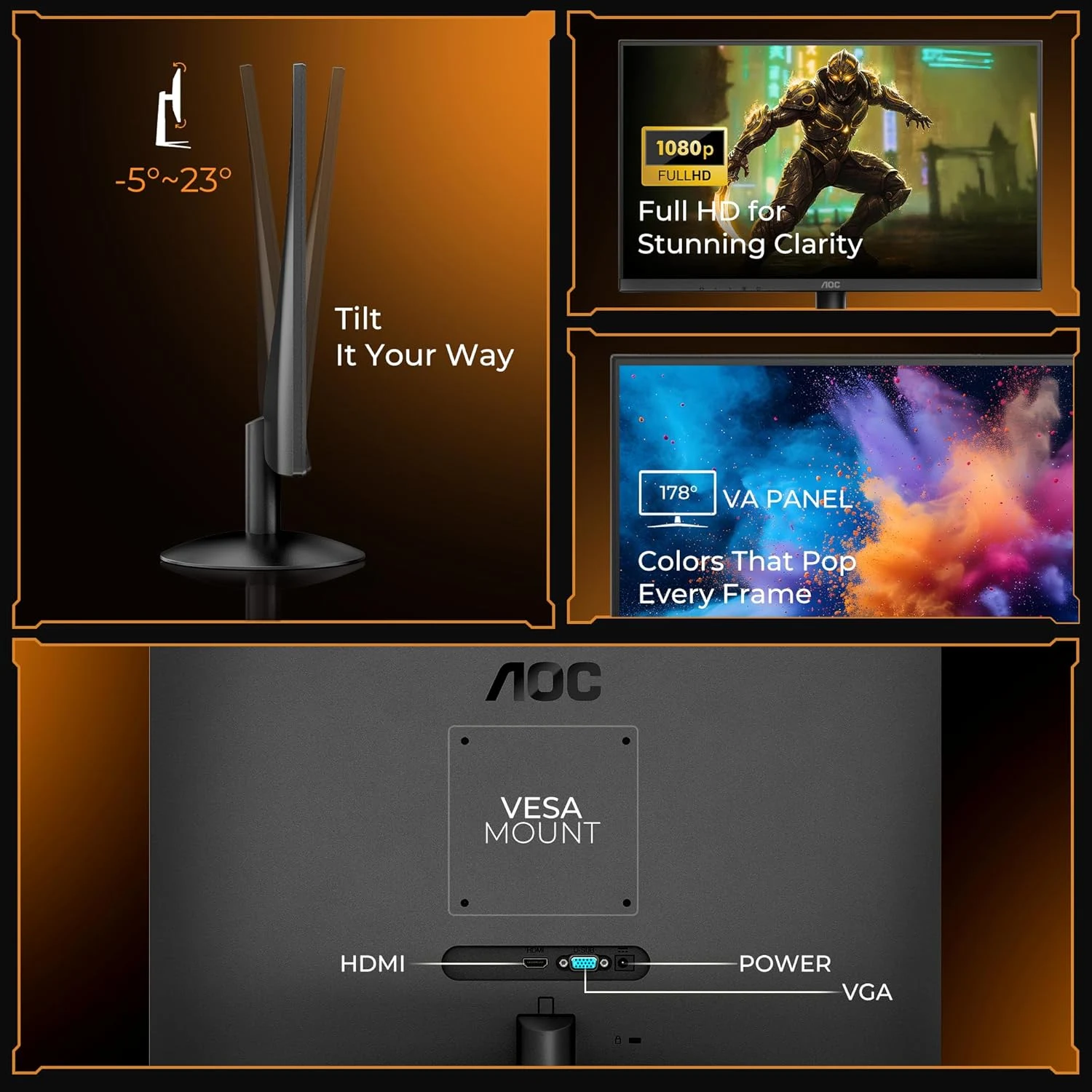 AOC 22B30MH2 21.5 Inch LED Monitor – Black