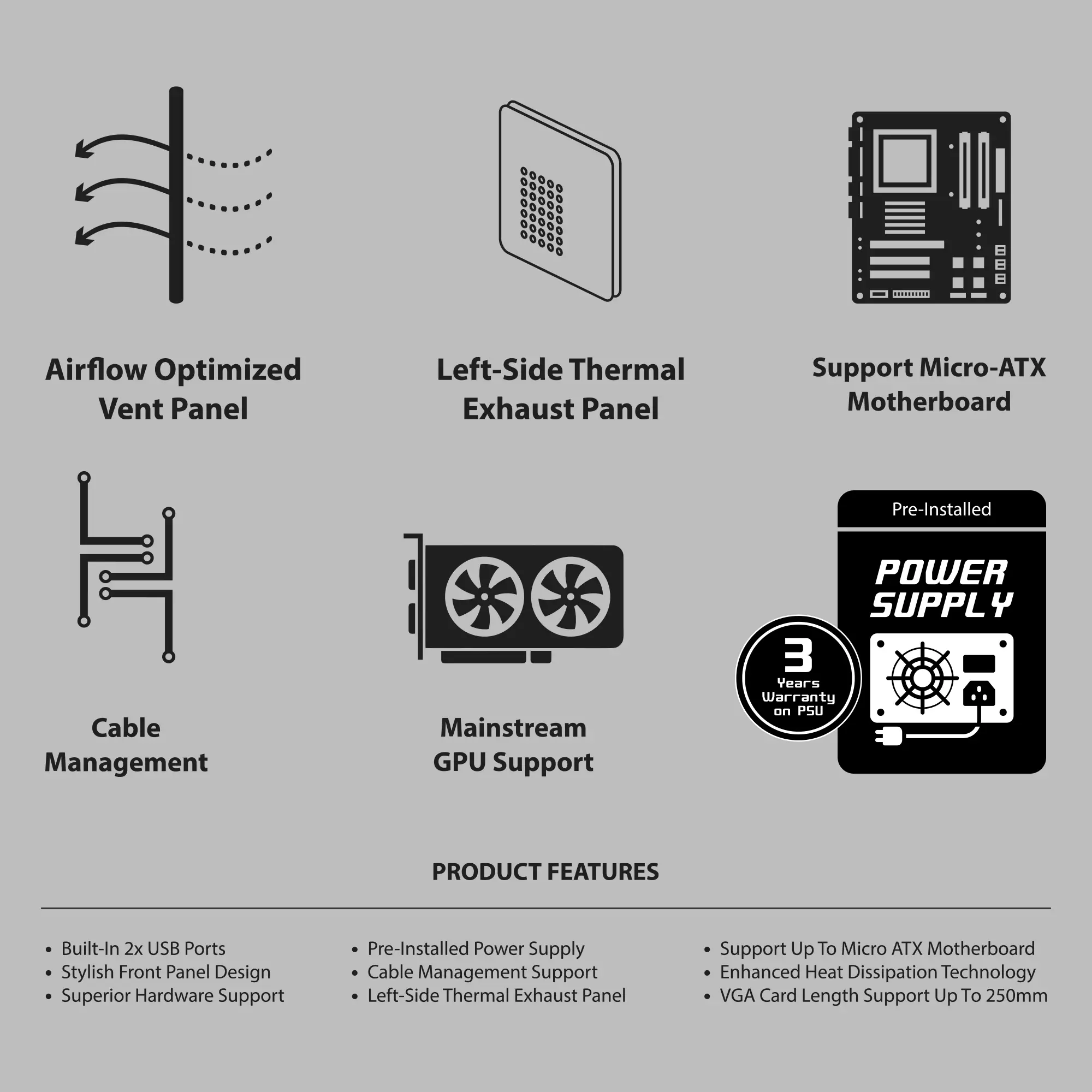 Ant Value VM4P Mini Tower Cabinet with Pre-Installed PSU