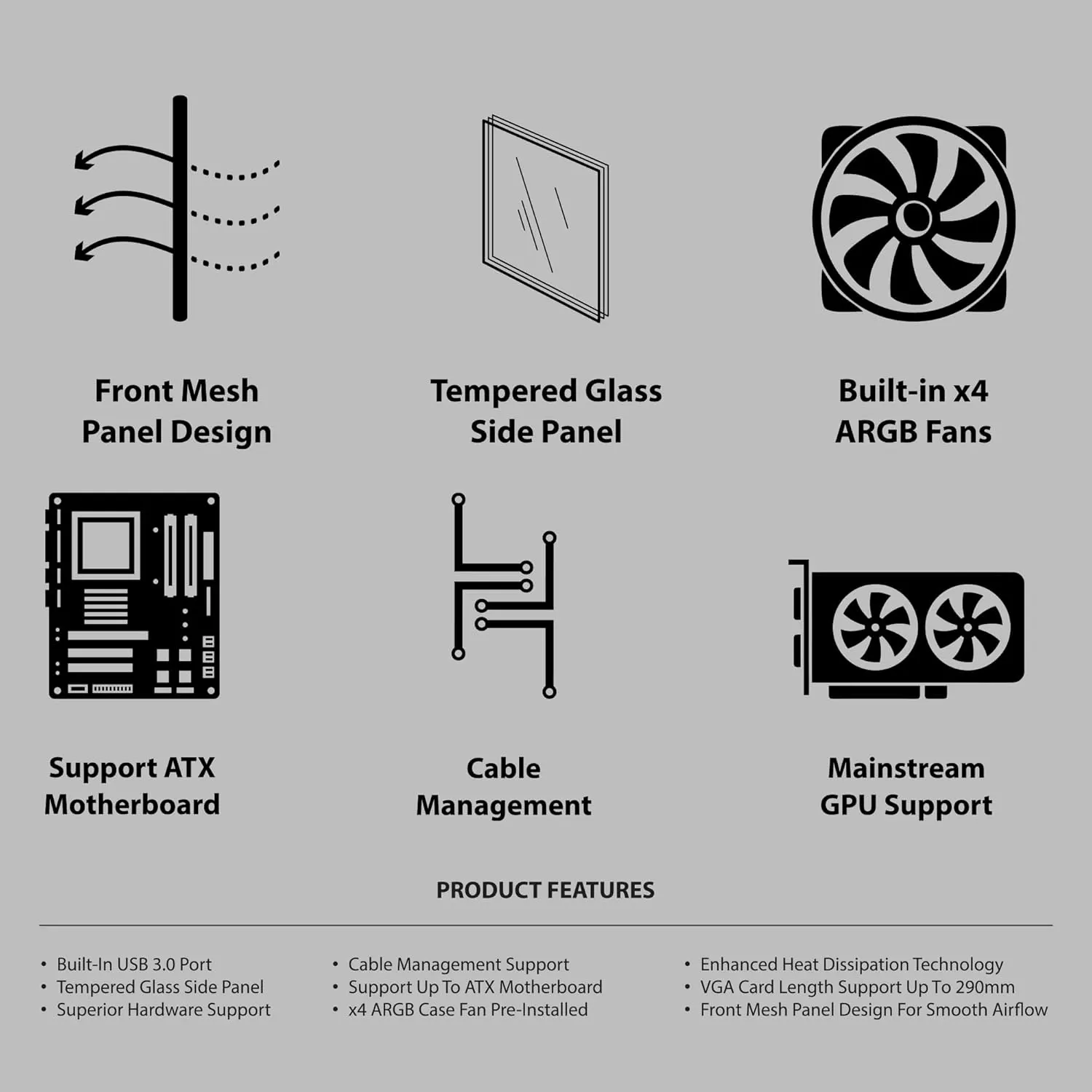 Ant Value VM50 ARGB Mid-Tower Gaming Computer Cabinet