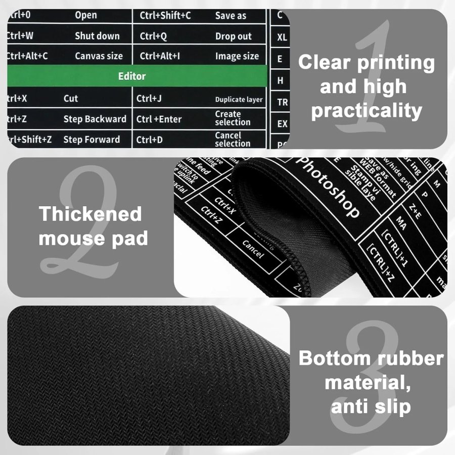 SHORTCUT KEYS PRINTED MOUSEPAD 300*700*2MM