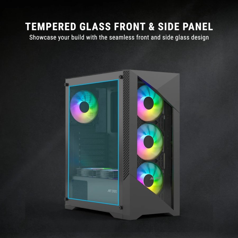 Ant Esports ICE-270G 6F ARGB Gaming Cabinet – Black