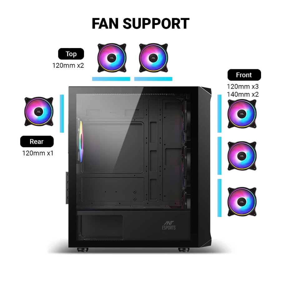 Ant Esports Gaming Cabinet 205 Mini 6F Black