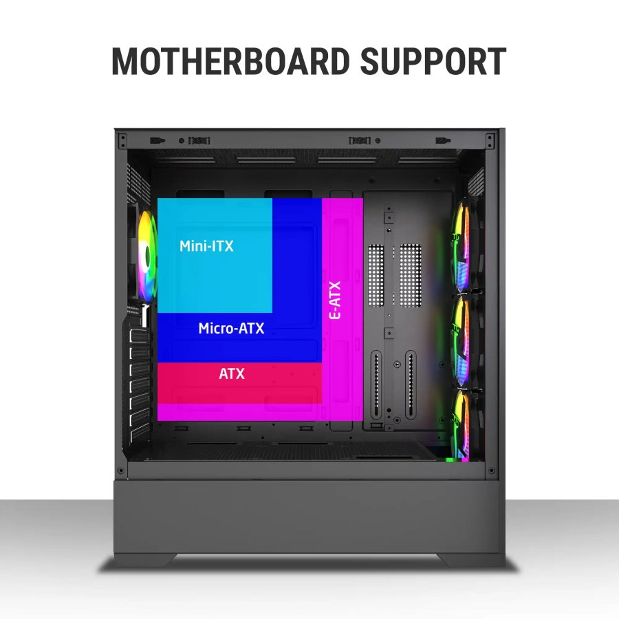Ant Esports EVO 360 Black Mid Tower Cabinet (ATX/M-ATX/M-ITX)