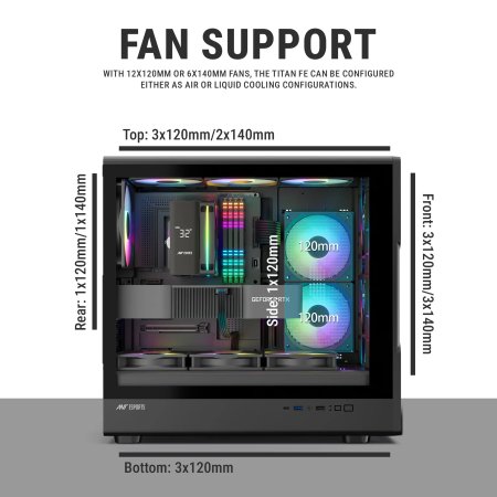 Ant Esports Titan FE ARGB ATX Gaming Cabinet 4 Fans