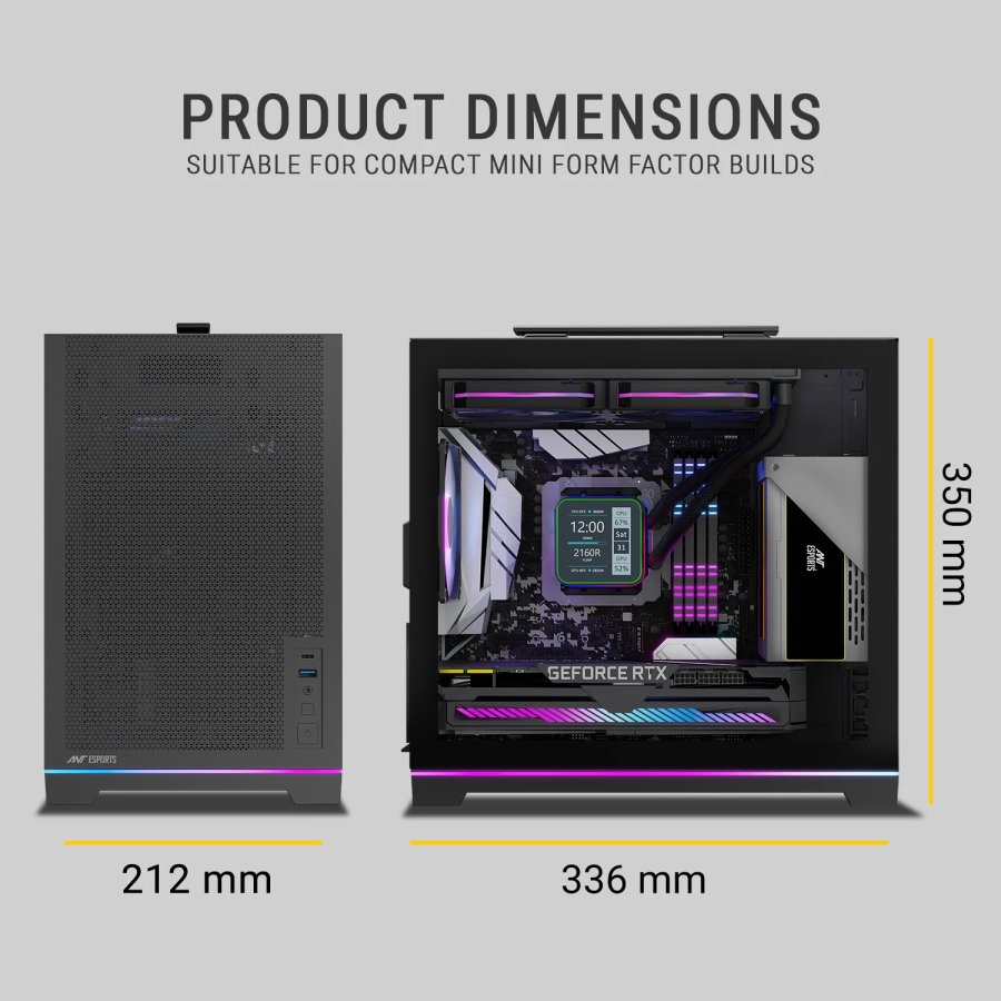Ant Esports Box C Air V2 M-ATX Cabinet Black 120mm Fan