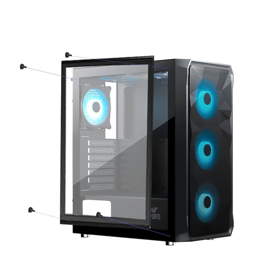Ant Esports ICE-112 ARGB ATX Cabinet Black 4 Fans