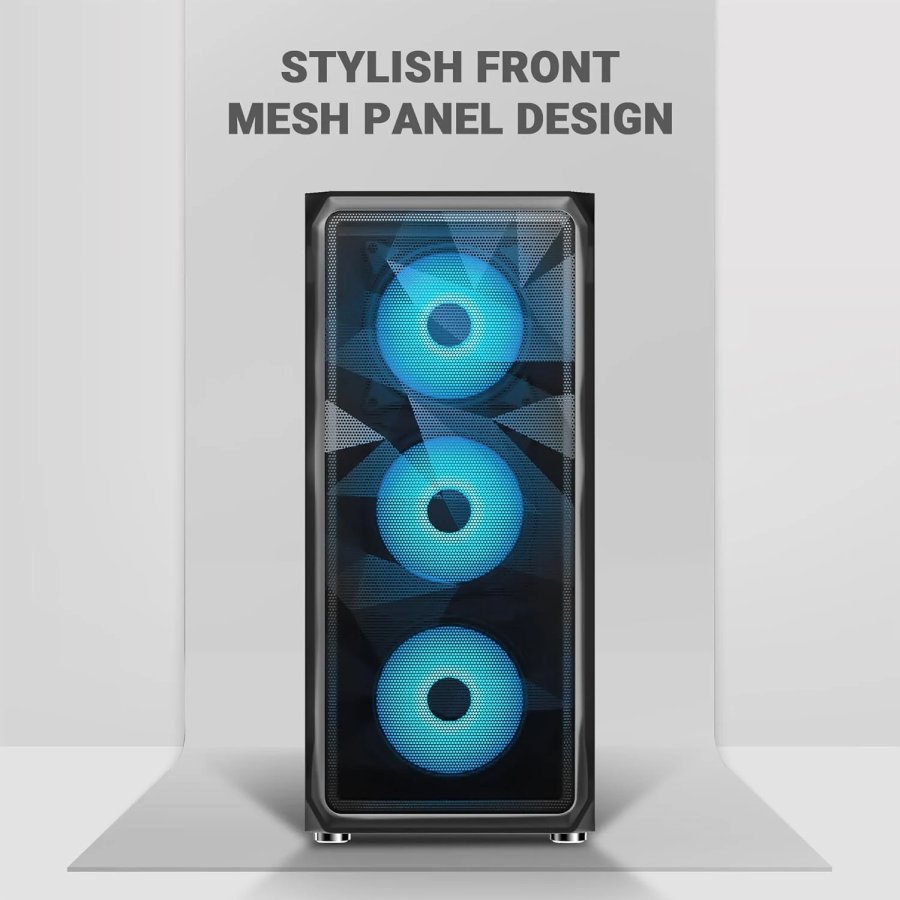 Ant Esports ICE-112 ARGB ATX Cabinet Black 4 Fans