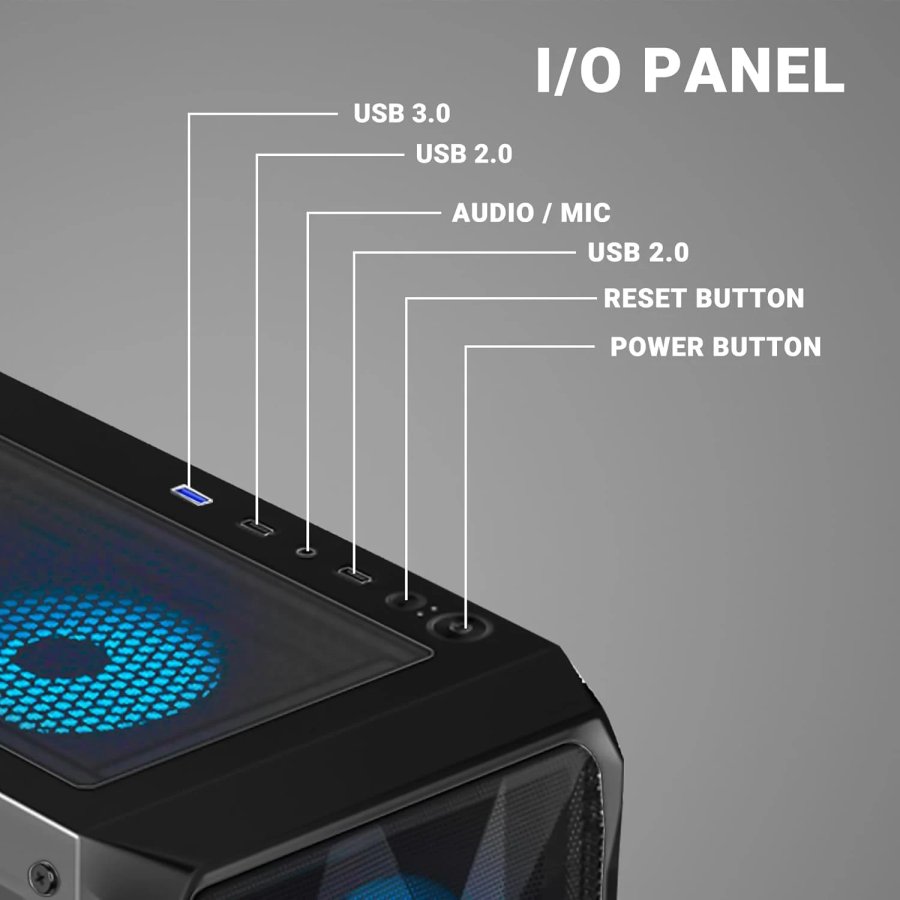 Ant Esports ICE-112 ARGB ATX Cabinet Black 4 Fans