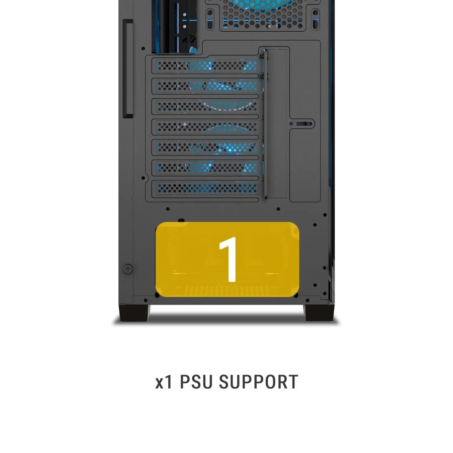 Ant Esports AQUA 360 4F Cabinet Black with 4 Fans