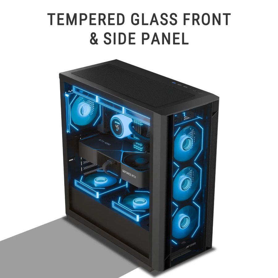 Ant Esports AQUA 360 4F Cabinet Black with 4 Fans