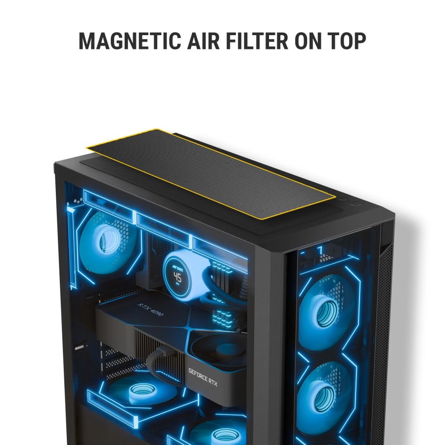 Ant Esports AQUA 360 4F Cabinet Black with 4 Fans