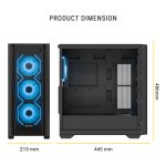 Ant Esports AQUA 360 4F Cabinet Black with 4 Fans
