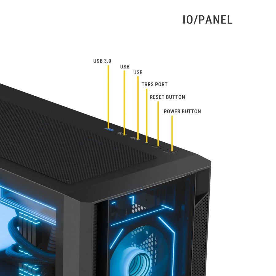 Ant Esports AQUA 360 4F Cabinet Black with 4 Fans