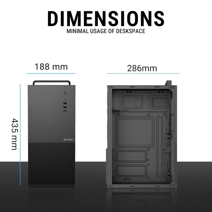 Ant Esports Si28 Cabinet ATX M-ATX M-ITX 120mm Fan
