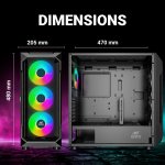 Ant Esports ICE-410TG Cabinet 4x120mm ARGB Fans Black