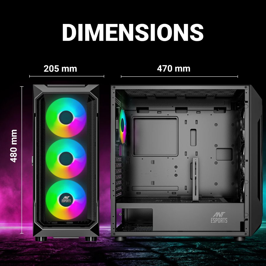 Ant Esports ICE-410TG Cabinet 4x120mm ARGB Fans Black
