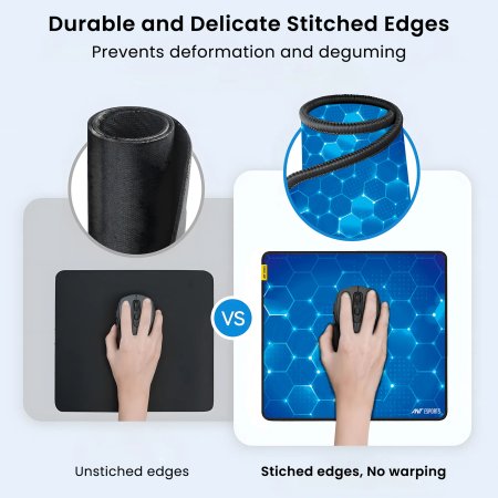 Ant Esports Hexa Mouse Pad 260X210X3mm Anti-Fray Stitching Blue