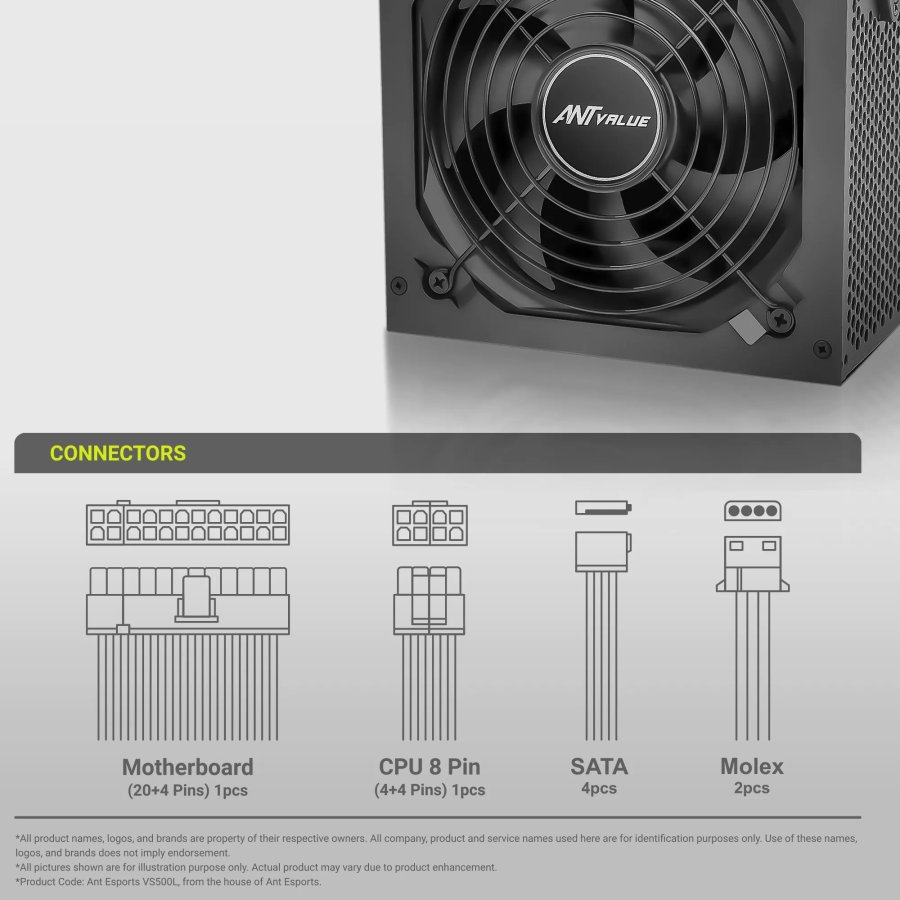 Ant Value ECO500 500W Desktop Power Supply