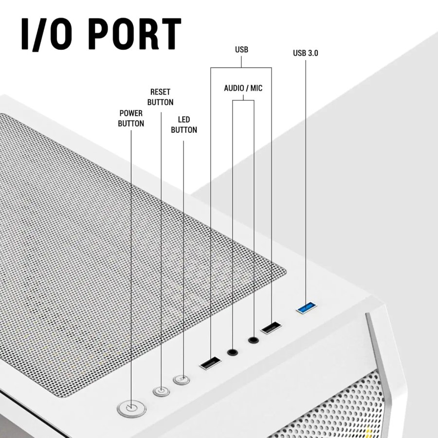 Ant Esports 200 Air Mini Gaming Cabinet White 2x120mm Fans