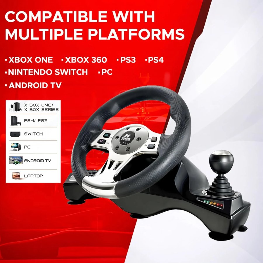Ant Esports GW190 Corsa Racing Wheel with Pedals Black