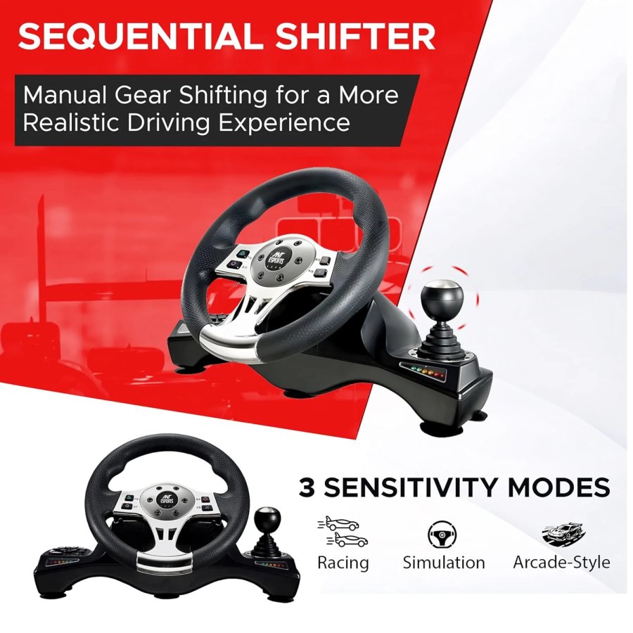 Ant Esports GW190 Corsa Racing Wheel with Pedals Black