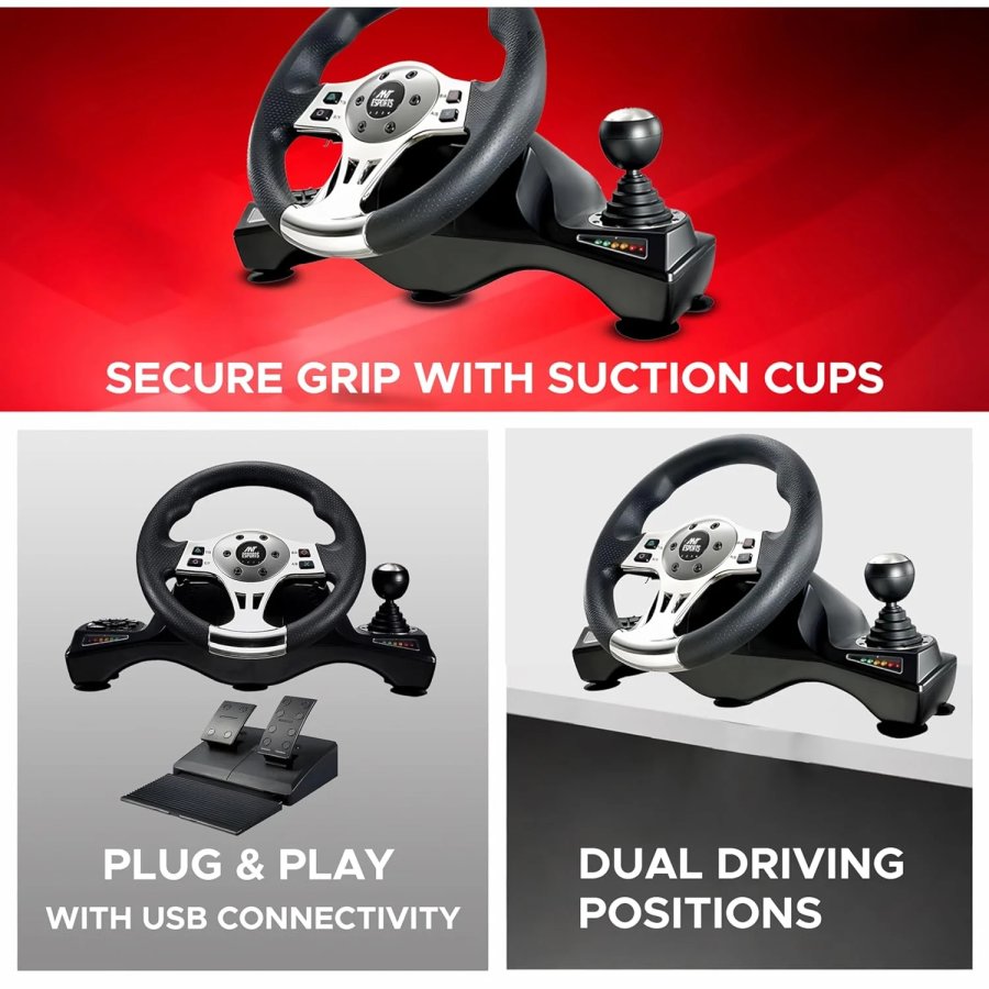 Ant Esports GW190 Corsa Racing Wheel with Pedals Black
