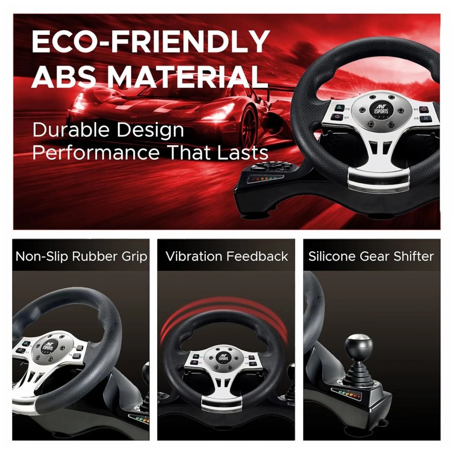 Ant Esports GW190 Corsa Racing Wheel with Pedals Black