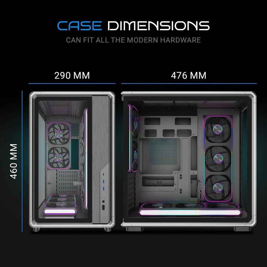Ant Esports Crystal X8 ATX Mid-Tower Gaming Cabinet (Black)