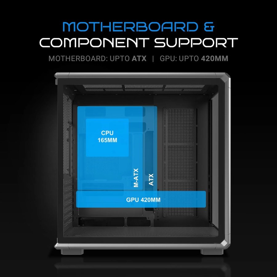 Ant Esports Crystal X8 ATX Mid-Tower Gaming Cabinet (Black)