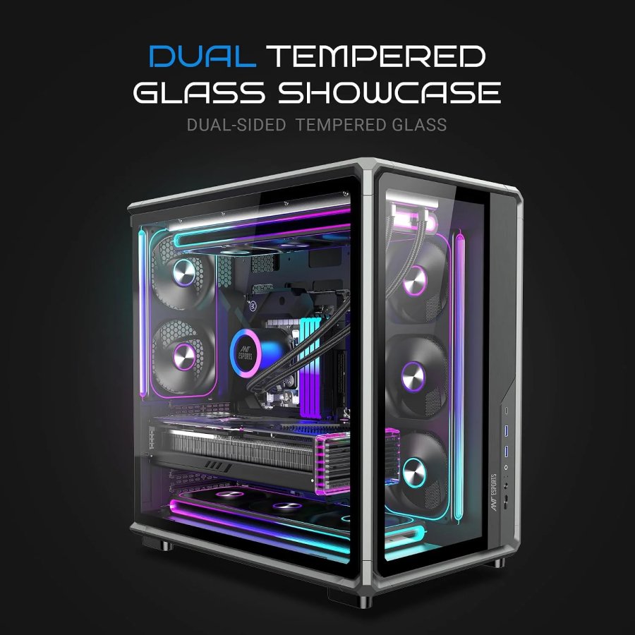 Ant Esports Crystal X8 ATX Mid-Tower Gaming Cabinet (Black)