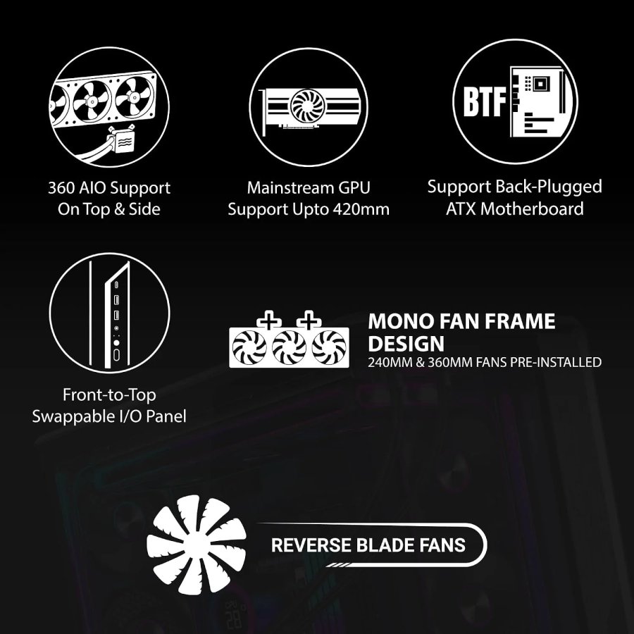 Ant Esports Crystal X8 ATX Mid-Tower Gaming Cabinet (Black)