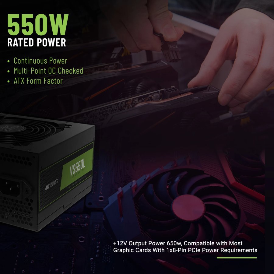 Ant Esports VS550L 550W Value Series Non-Modular Power Supply
