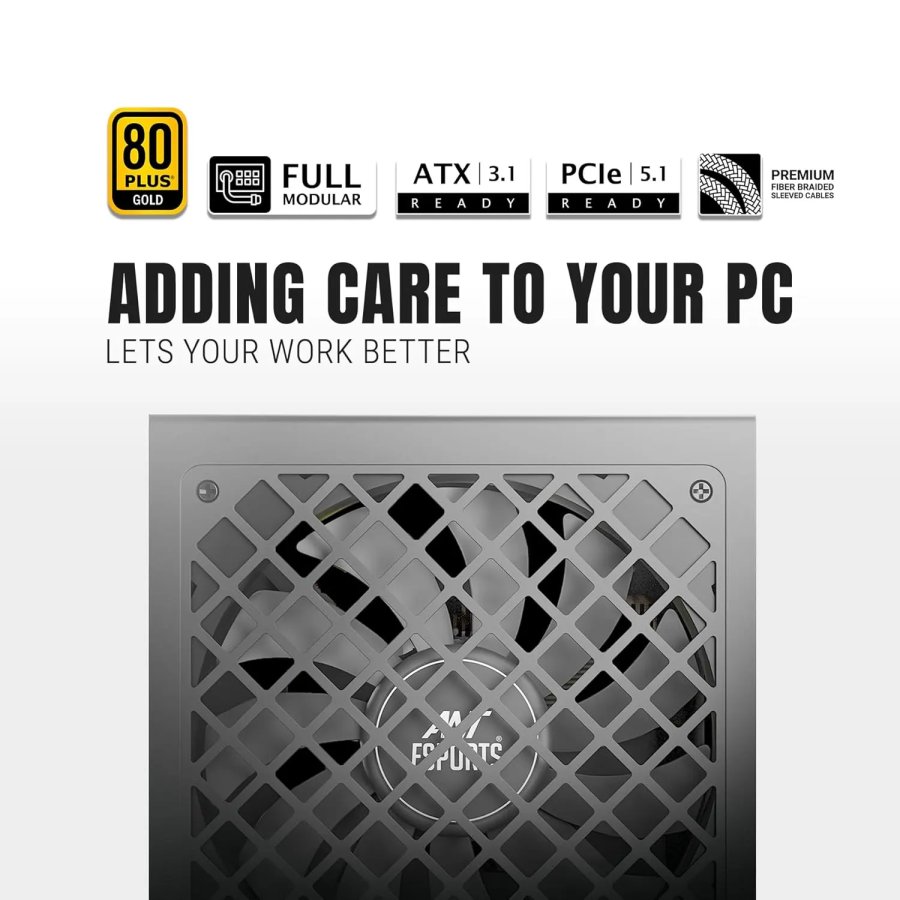 Ant Esports FG1000 V2 1000W 80 Plus Gold Modular Power Supply