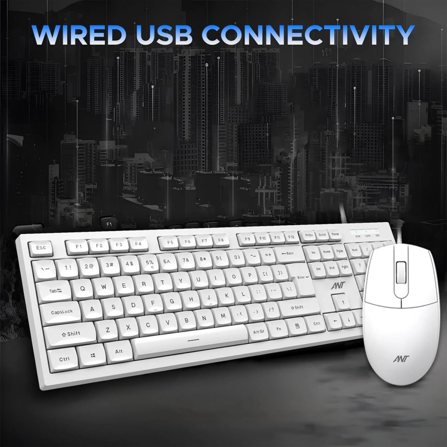 Ant Esports Master 10 Wired Keyboard & Mouse Combo (White)