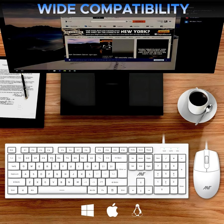 Ant Esports Master 10 Wired Keyboard & Mouse Combo (White)