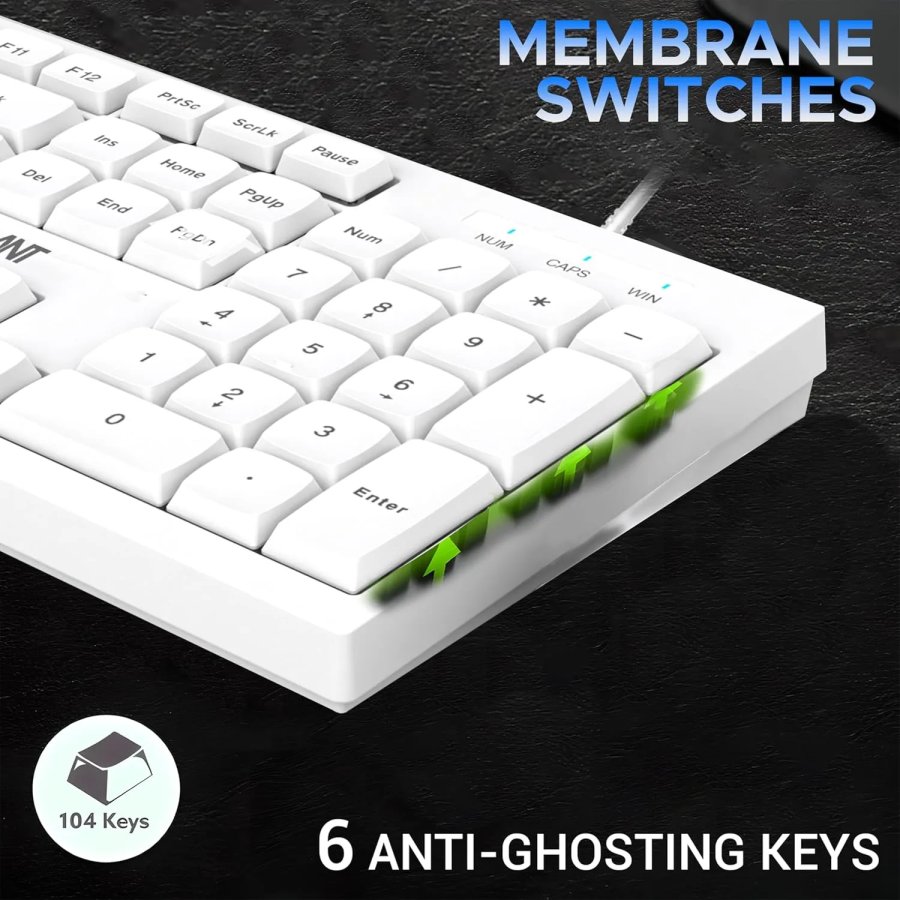 Ant Esports Master 10 Wired Keyboard & Mouse Combo (White)