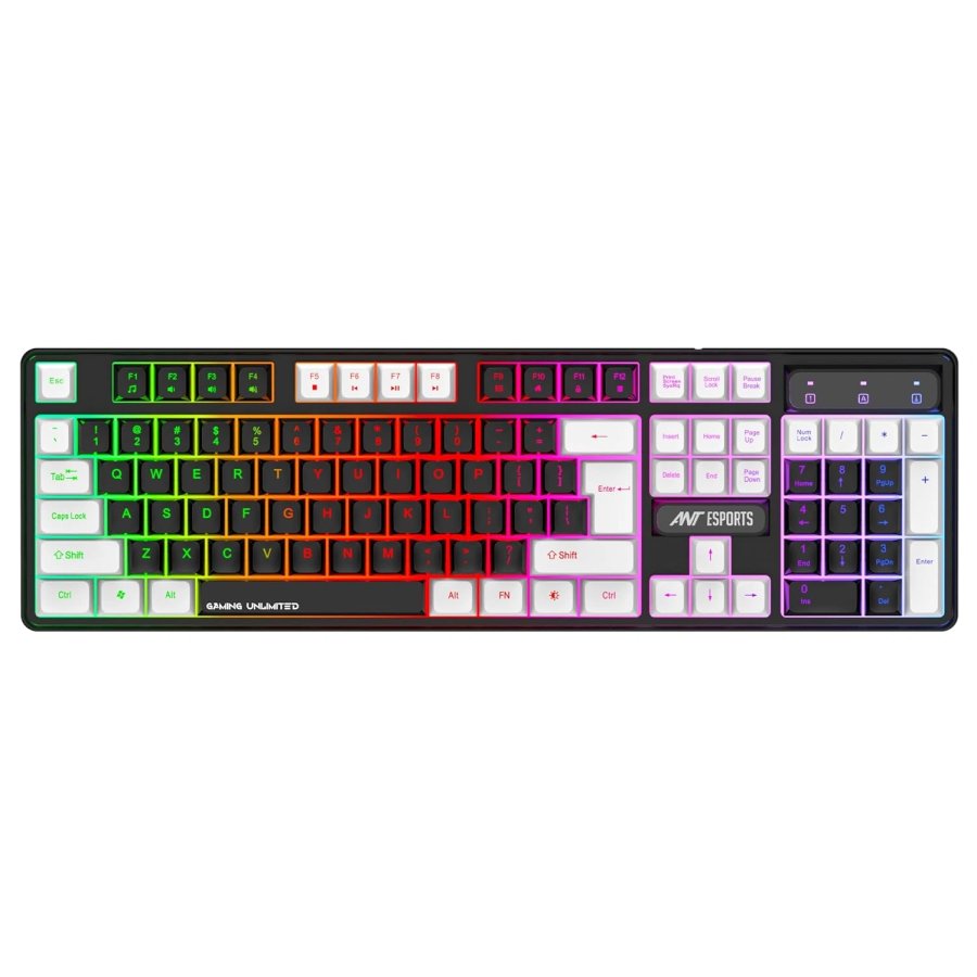 Ant Esports MK1450 Pro Wired Membrane Gaming Keyboard (Black & White)