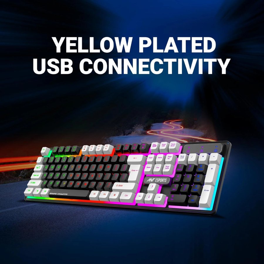 Ant Esports MK1450 Pro Wired Membrane Gaming Keyboard (Black & White)