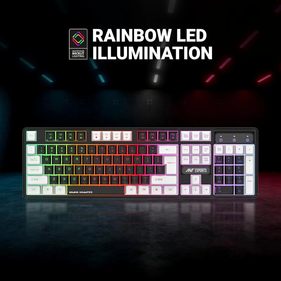 Ant Esports MK1450 Pro Wired Membrane Gaming Keyboard (Black & White)