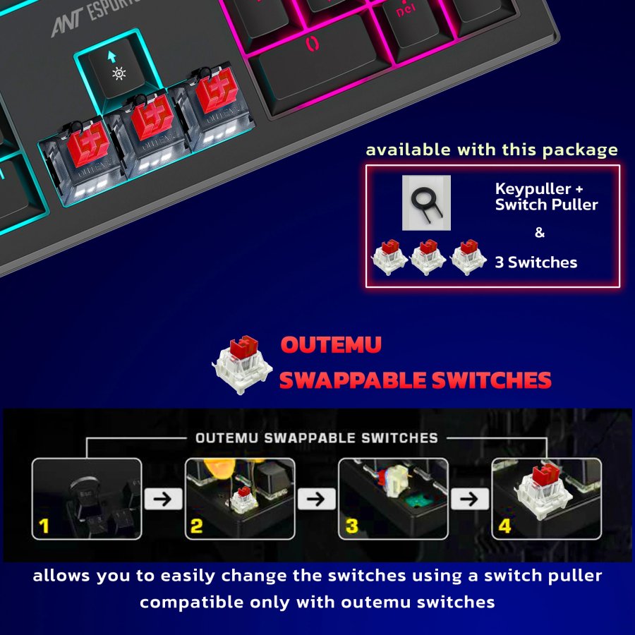 Ant Esports MK1850 Red Switch Mechanical Gaming Keyboard