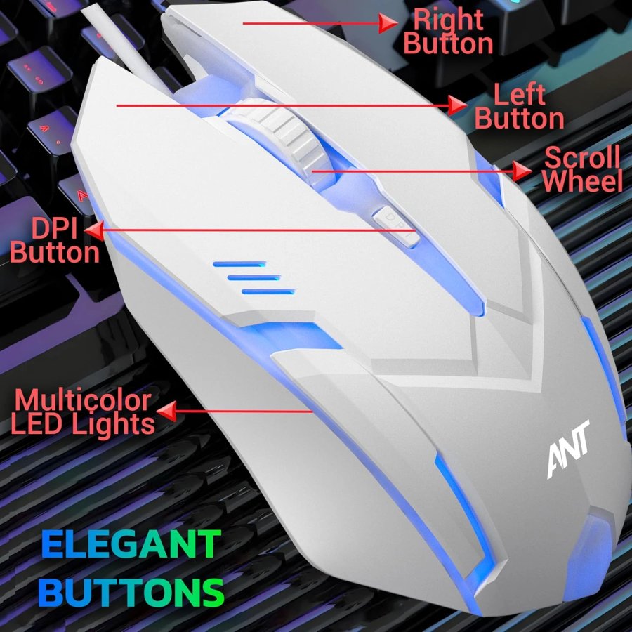 Ant Esports GM46 USB RGB Gaming Mouse White