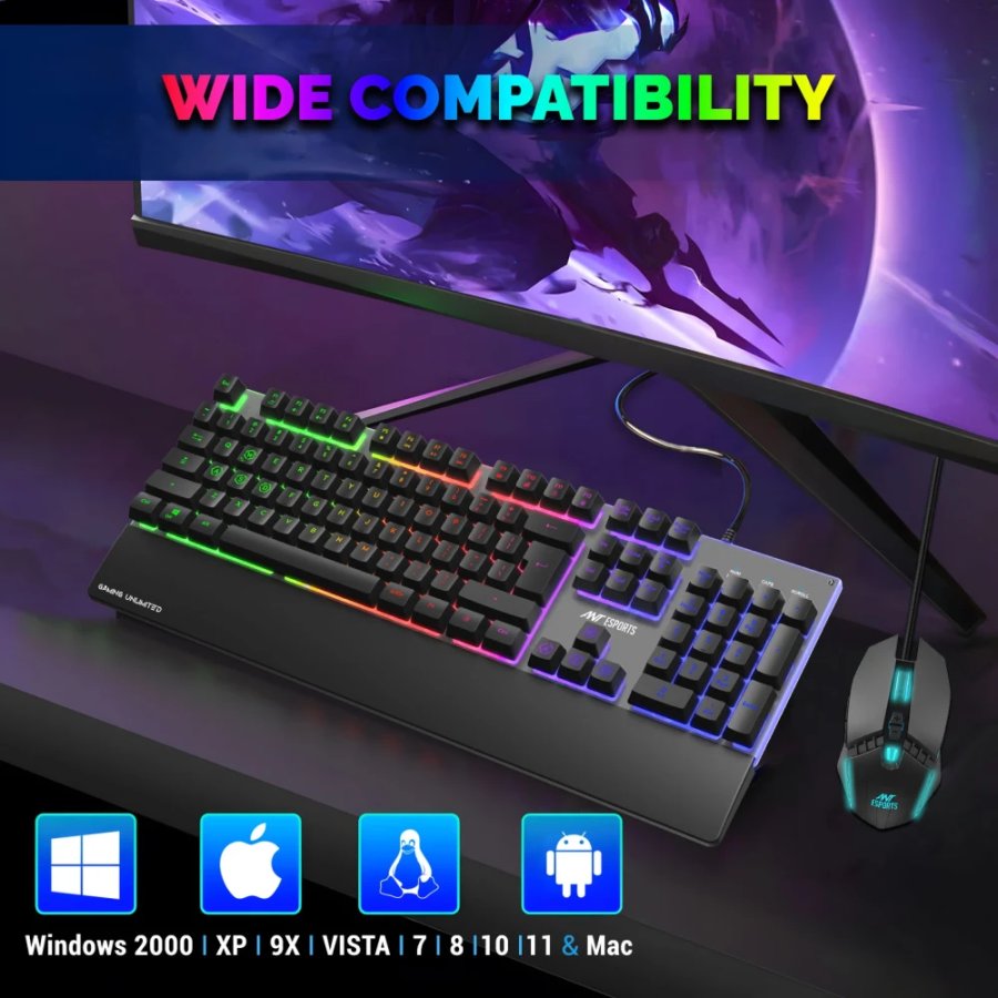 Ant Esports KM550 RGB Gaming Keyboard Mouse Combo