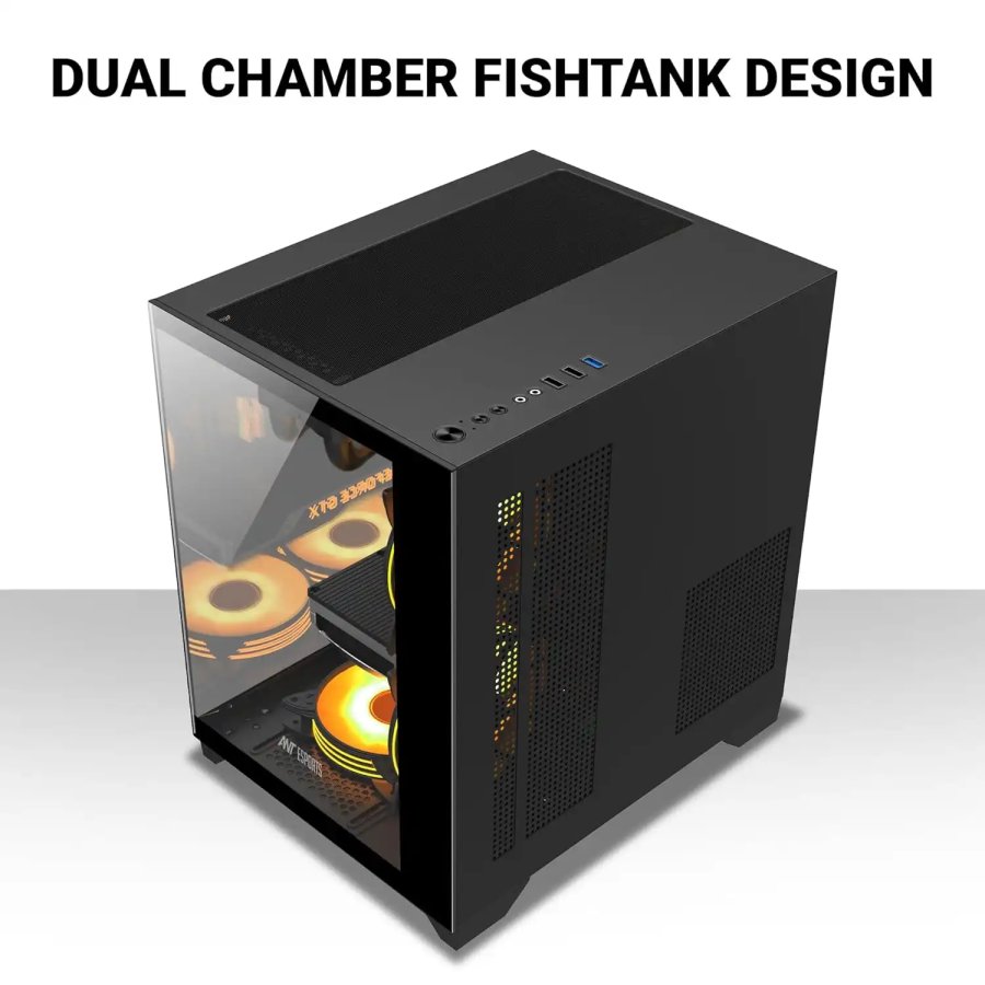 Ant Esports Crystal Z2 ARGB M-ATX Gaming Cabinet Black