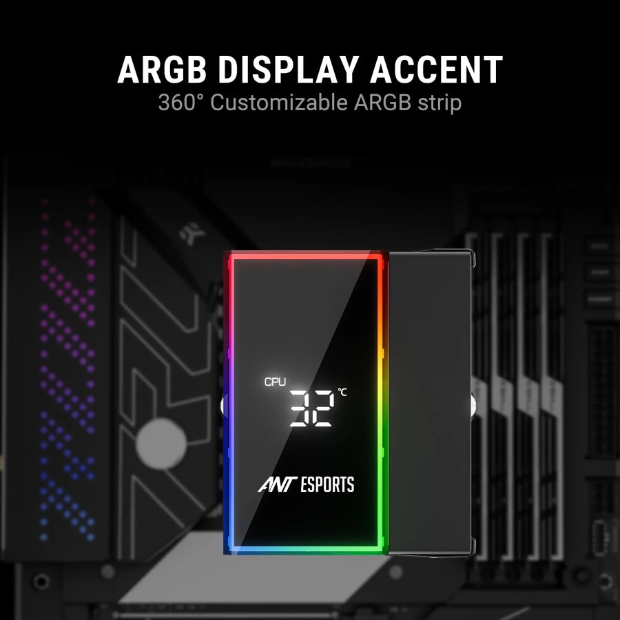 Ant Esports V4 Digital CPU Air Cooler with LED Temperature Display and ARGB