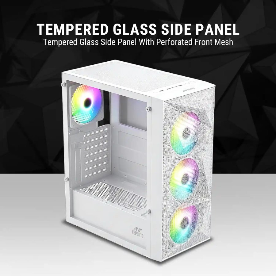 Ant Esports Gaming Cabinet Elite 1200 White ARGB